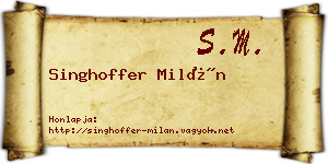 Singhoffer Milán névjegykártya